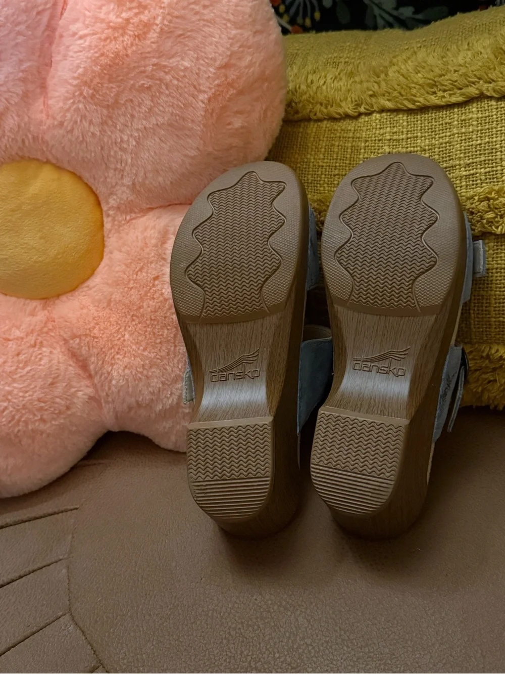 Dansko Sophie Suede Slide Sandals Blue Buckle Wedge Comfort Women’s Size 38
